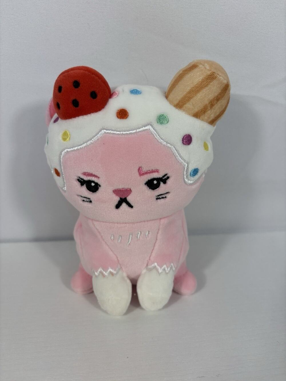 Moriah Elizabeth Shelly Cat Plush Ice Cream Pink Strawberry With Tag 10 Inch